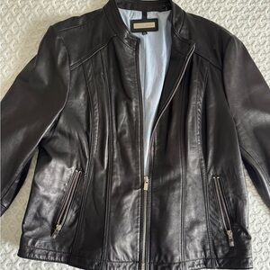 Vintage XXL Black Rivet Genuine Leather Moto Jacket